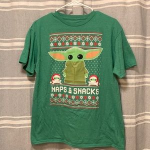 Baby Yoda Naps & Snacks Christmas T-Shirt | Kids XL